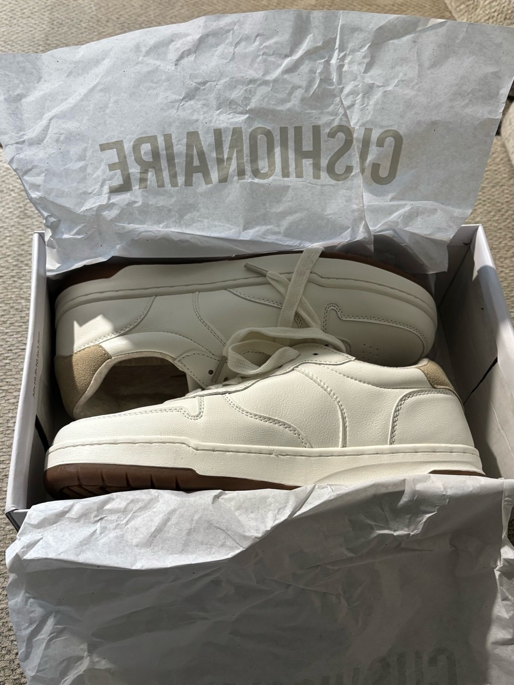 Cushioned Cream Low-Top Sneakers for Women